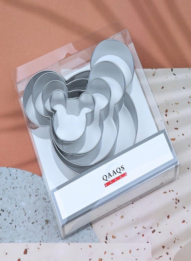 QAAQS Mouse Cookie Cutter Set - 5 inch, 4 inch, 3 inch, 2 inch - 4 Piece Cartoon Mouse Head Face Cookie Cutters Shapes Molds for Kids - Stainless Steel - Image 4